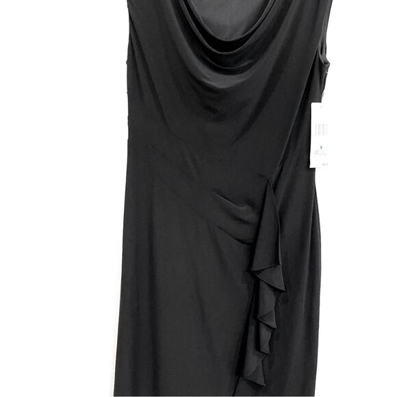 Evan-Picone Sleeveless Black Dress Sugar & Spice Drape Neck Ruffle Detail Size 8 - Picture 5 of 11